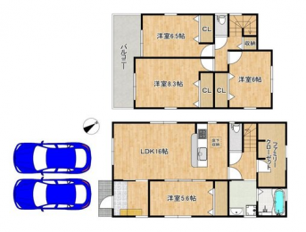 �Ԏ��}�@�i2�����j
���i3580���~�A4�k�c�j�A�y�n�ʐ�148.91�u�A�����ʐ�109.95�u