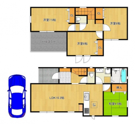 �Ԏ��}�@�i5�����j
���i3180���~�A4LDK�A�y�n�ʐ�127.67�u�A�����ʐ�95.43�u